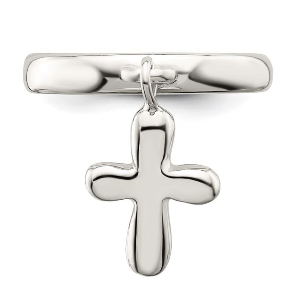 Kazi Luxury Sterling Silver Solid Cross Dangle Ri… - image 5